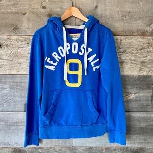 Aeropostale Men’s Y2K Spell Out Sweatshirt Hoodie Drawstring Distressed Grunge M